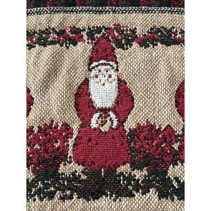 Vtg Cotton Triple Woven Ten Santas in a Row Table Runner 16"x49"